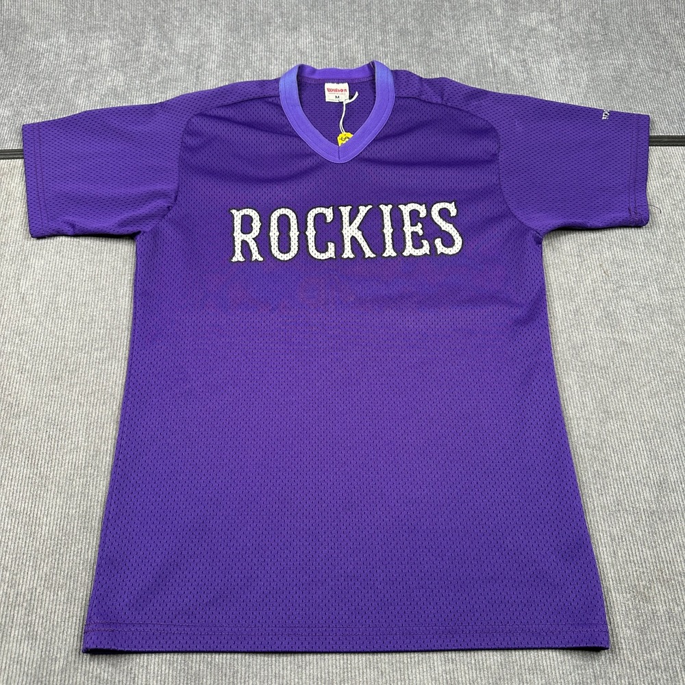 Vintage Wilson Colorado Rockies Purple Mesh Baseball Jersey Mens Medium USA 34